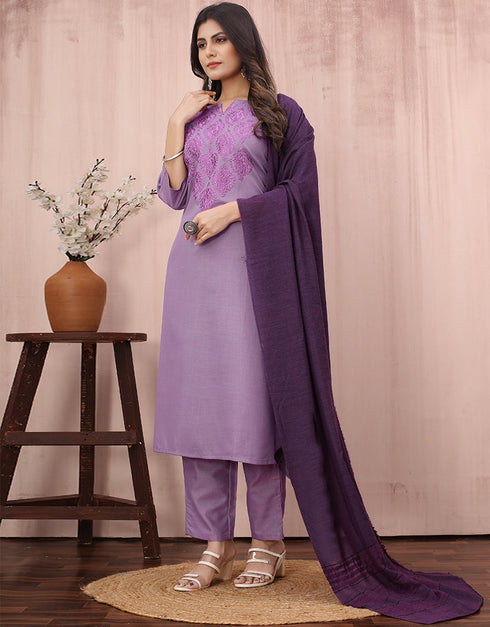 modern lavender cotton slub designer party wear readymade salwar suit with lavender cotton slub of-13732-acy4531 Side View